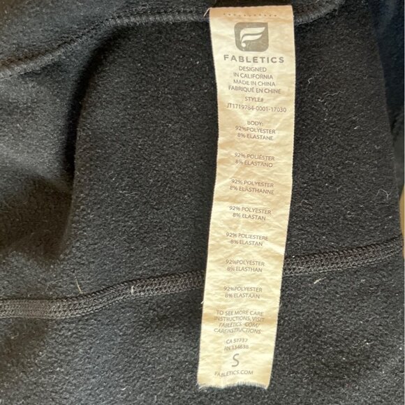 Fabletics Polka Dot Moira Front Zip Jacket Womens Small Black Gym Yoga - Picture 9 of 10